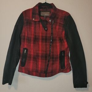CI Sono by Cavalini Red Plaid Pleather Jacket XL